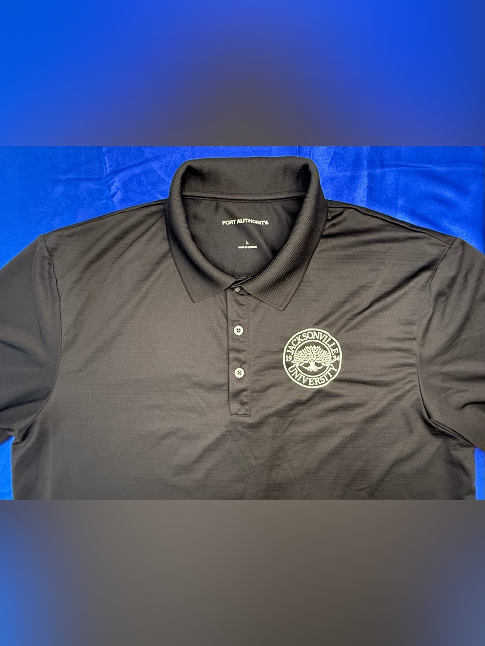 Jacksonville University Logo Port Authority Black Performance Polo Men’s Large